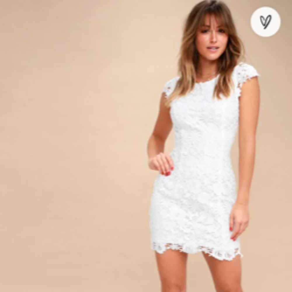 Lulu’s Romance Language Lace Dress Medium White backless lace dress